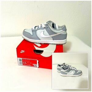 Nike Dunk Low (PS) Size 13C Pure Platinum/White-Wolf Grey Shoes DH9756-001 Box